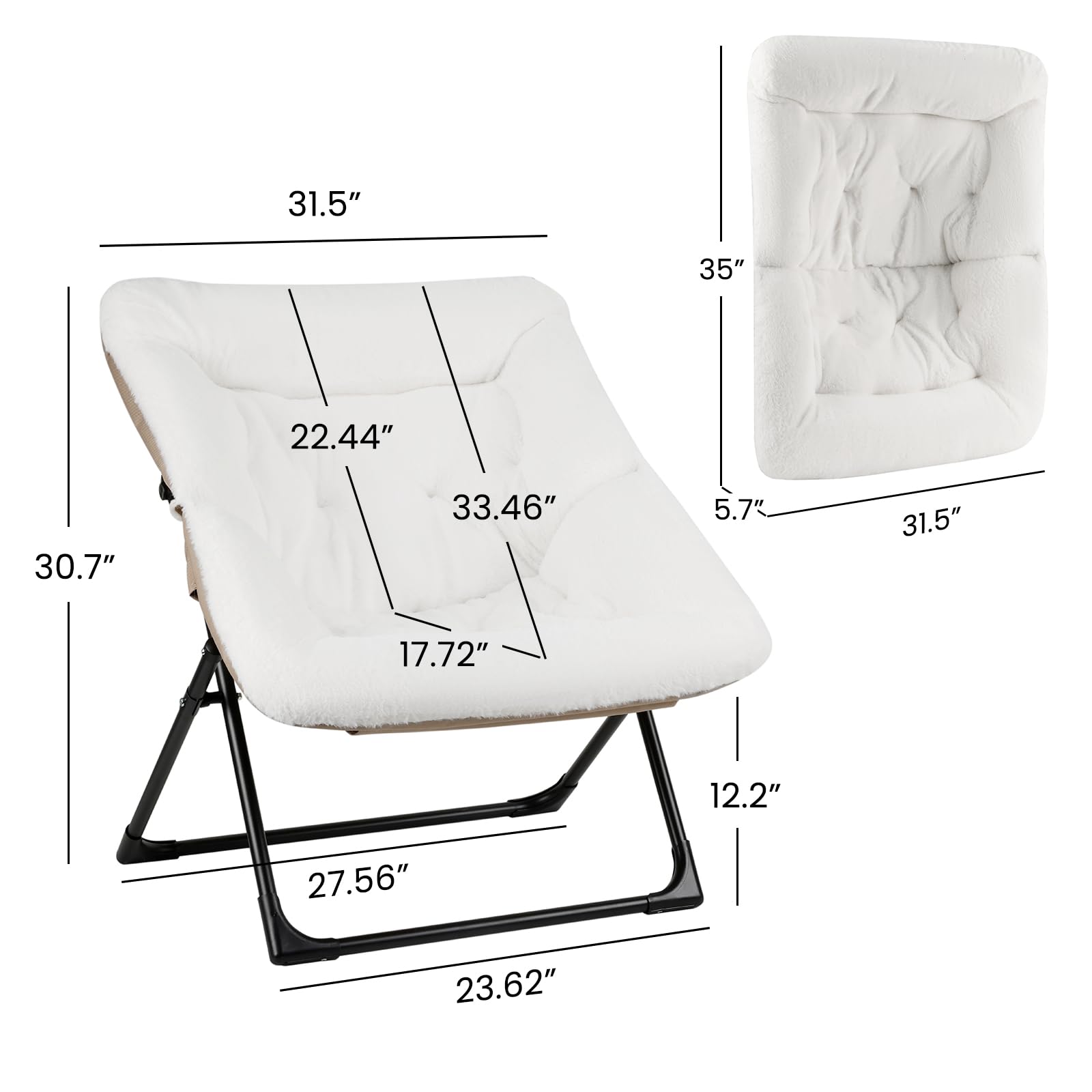 Mordchil EU Comfy Saucer Chair for Adults, Set of 2, Soft Faux Fur Bedroom Chair, Accent Dorm Chairs, Flexible Living Room Reading Chairs