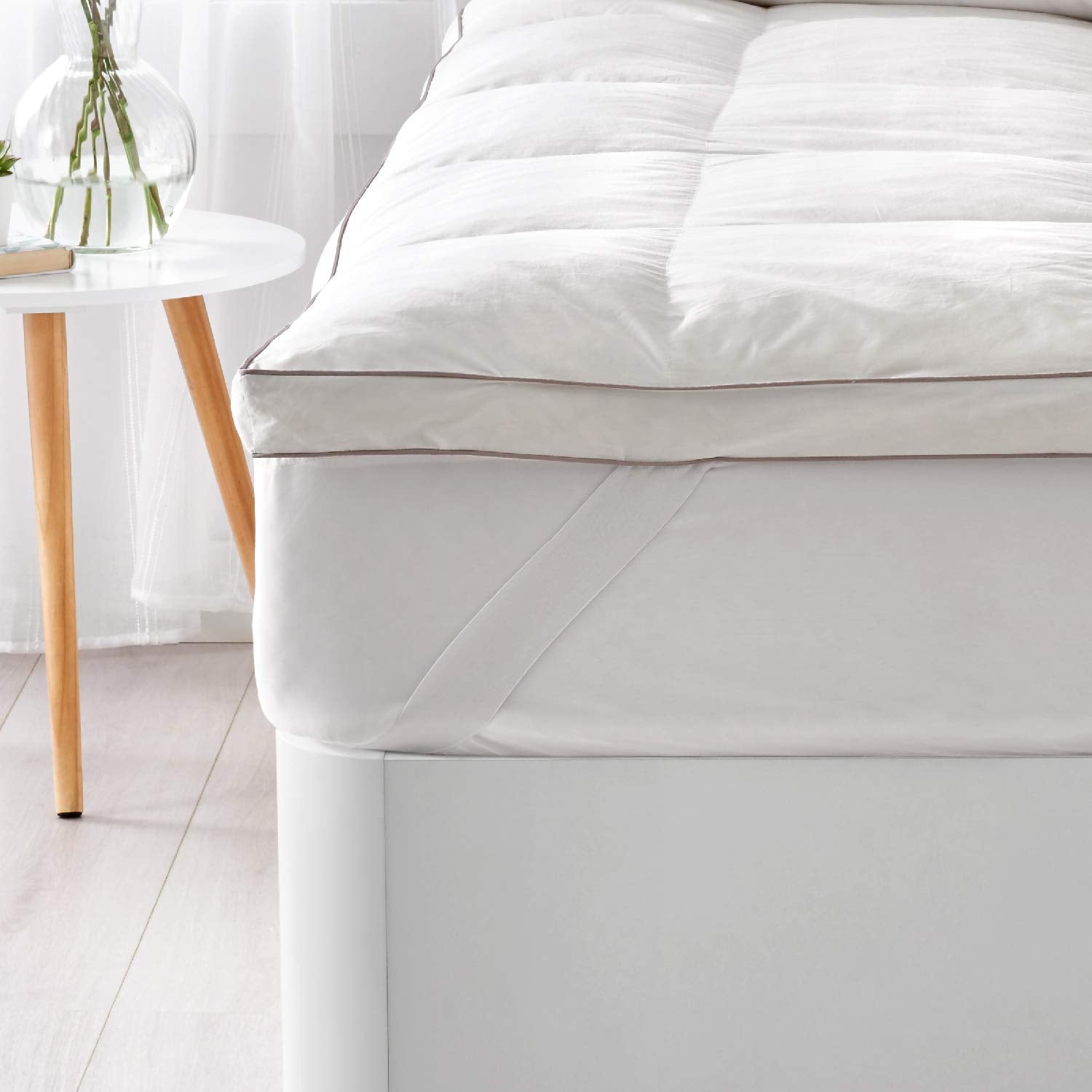 Classic Blanc Topper/Mattress Topper Goose Down extramullido, Cotton Cama 90-90 x 200 cm white
