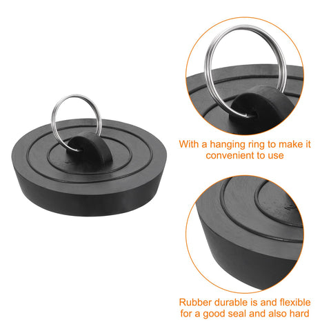 sourcing map 4pcs Rubber Drain Stopper with Hanging Ring, Bathtub Drain Plug Fits 2 Inch to 2-1/8 Inch, Rubber Sink Stopper Drain Plug for Bathtub