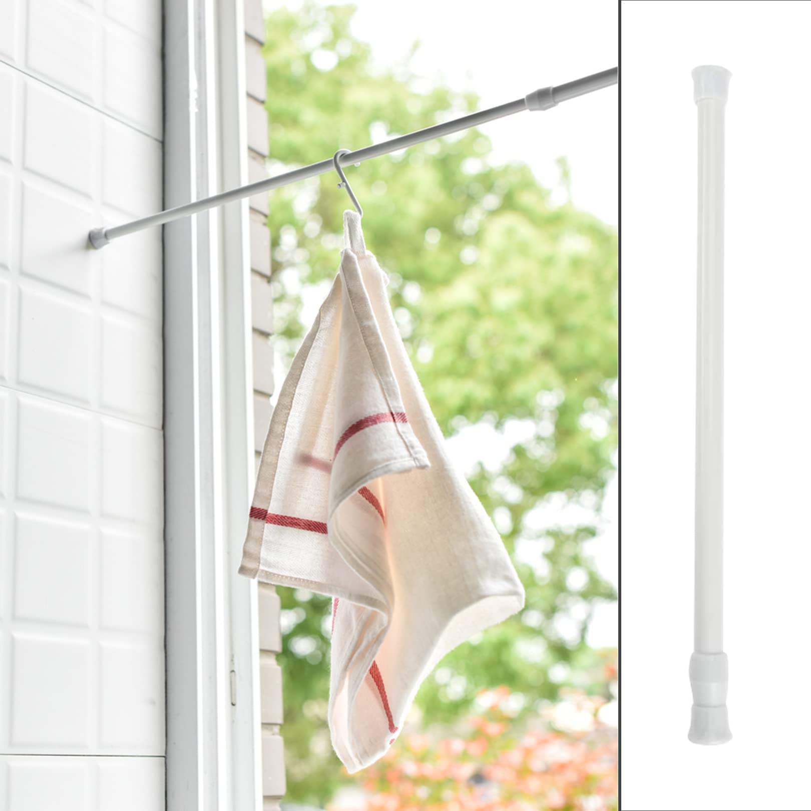 30-50cm Extendable White Net Curtain Rod for Cupboards and Windows