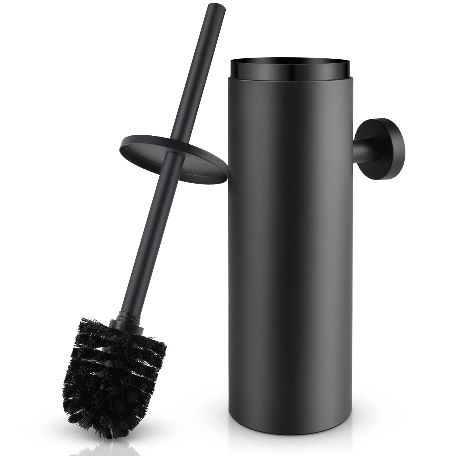 WAVEWO Toilet Brush Stainless Steel Wall Mounting, Toilet Brush with Closed Splash-proof Cover