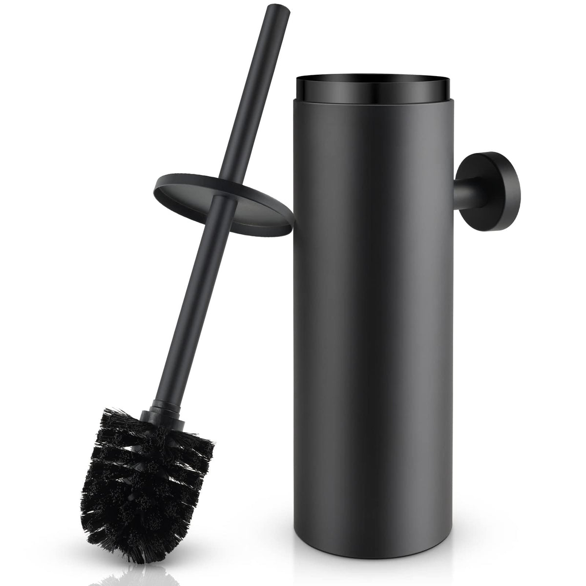 WAVEWO Toilet Brush Stainless Steel Wall Mounting, Toilet Brush with Closed Splash-proof Cover