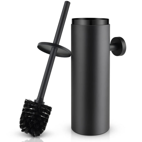 WAVEWO Toilet Brush Stainless Steel Wall Mounting, Toilet Brush with Closed Splash-proof Cover