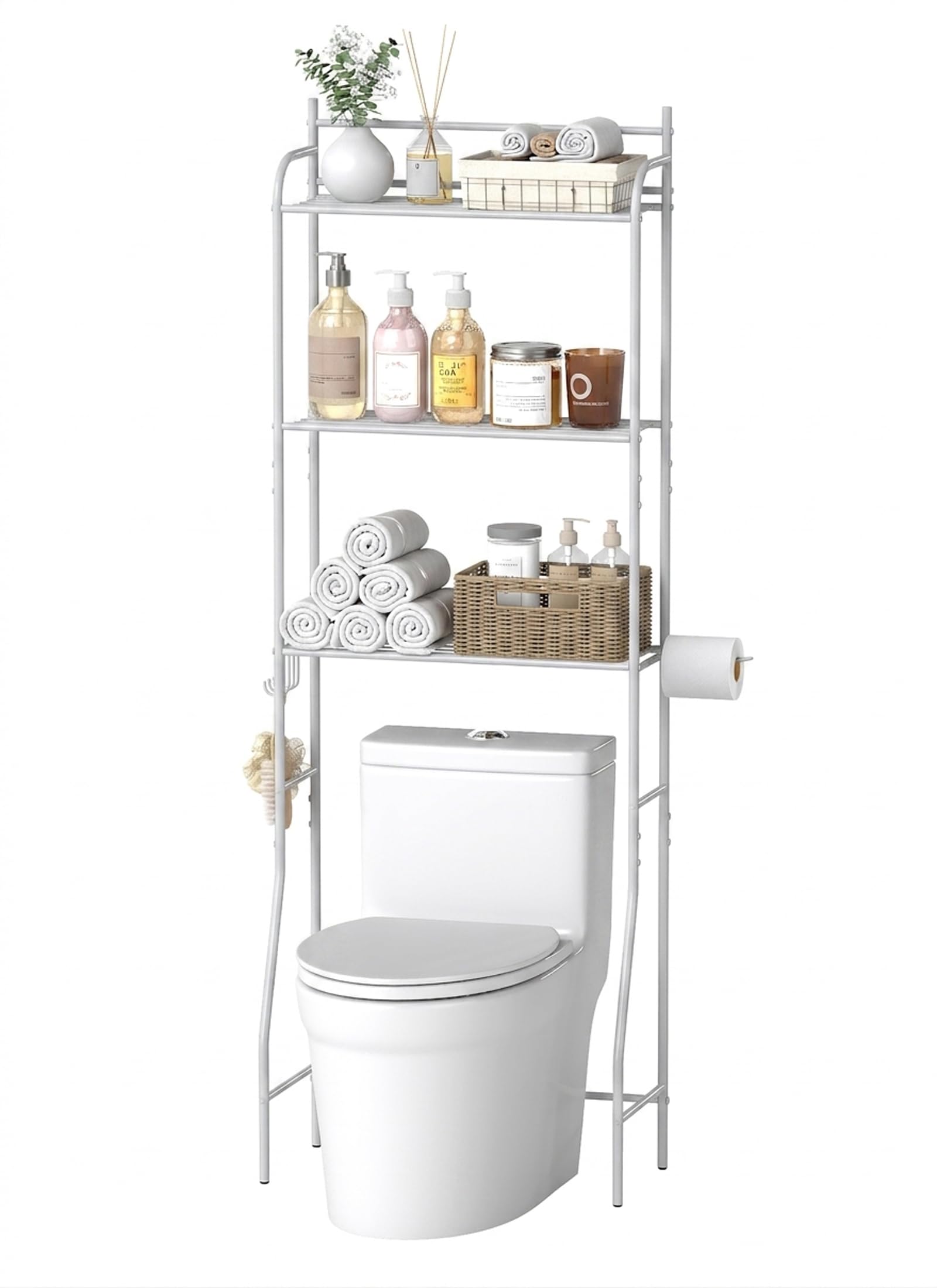 Suuiwau Over Toilet Storage Rack, 3 Tier, 57.5×19.5×163.5 cm