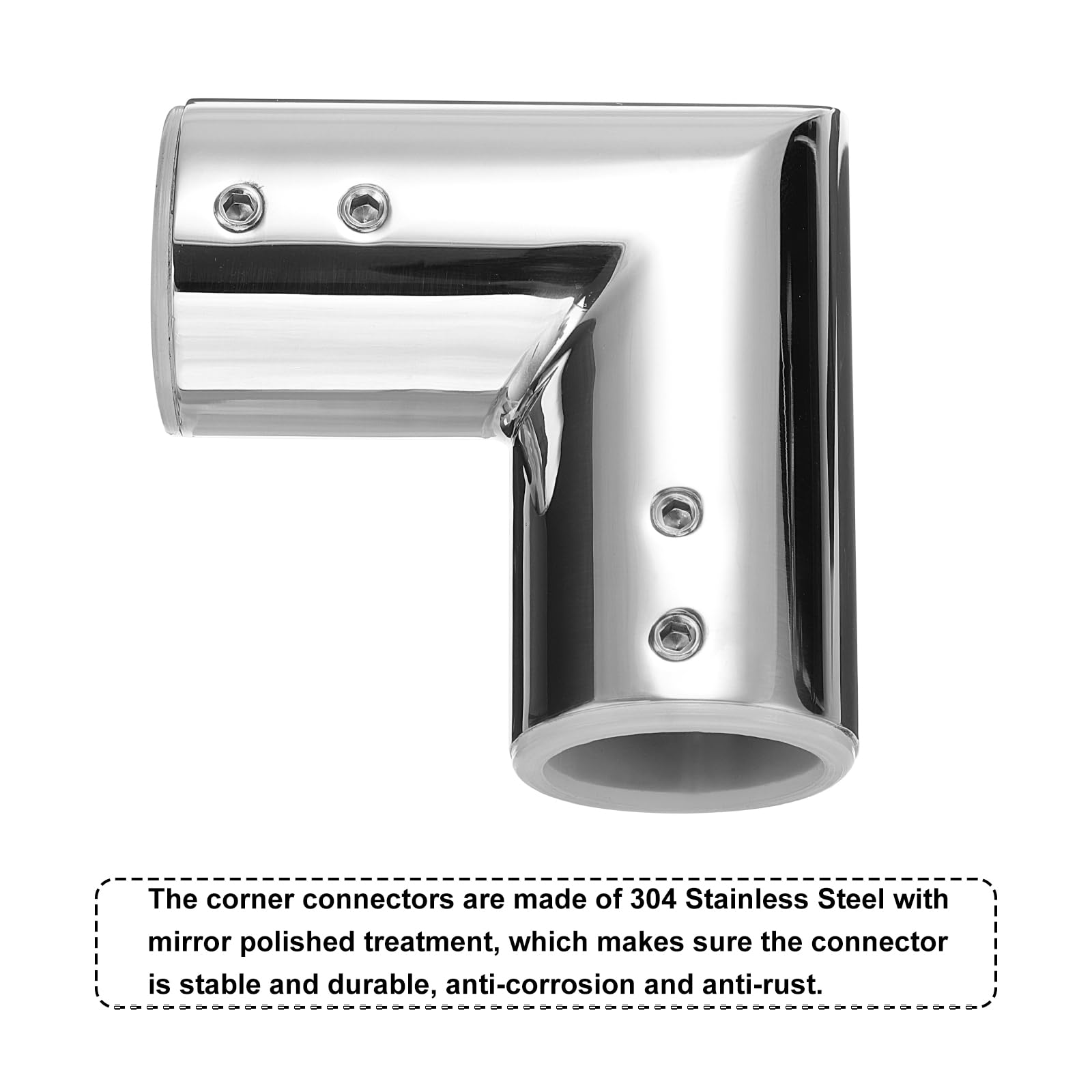 sourcing map 2pcs Corner Curtain Rod Connector, 90 Degree Window Curtain Rod Corner with Hex Wrench for 1 Inch OD Bay Window Curtain Rods, Silver