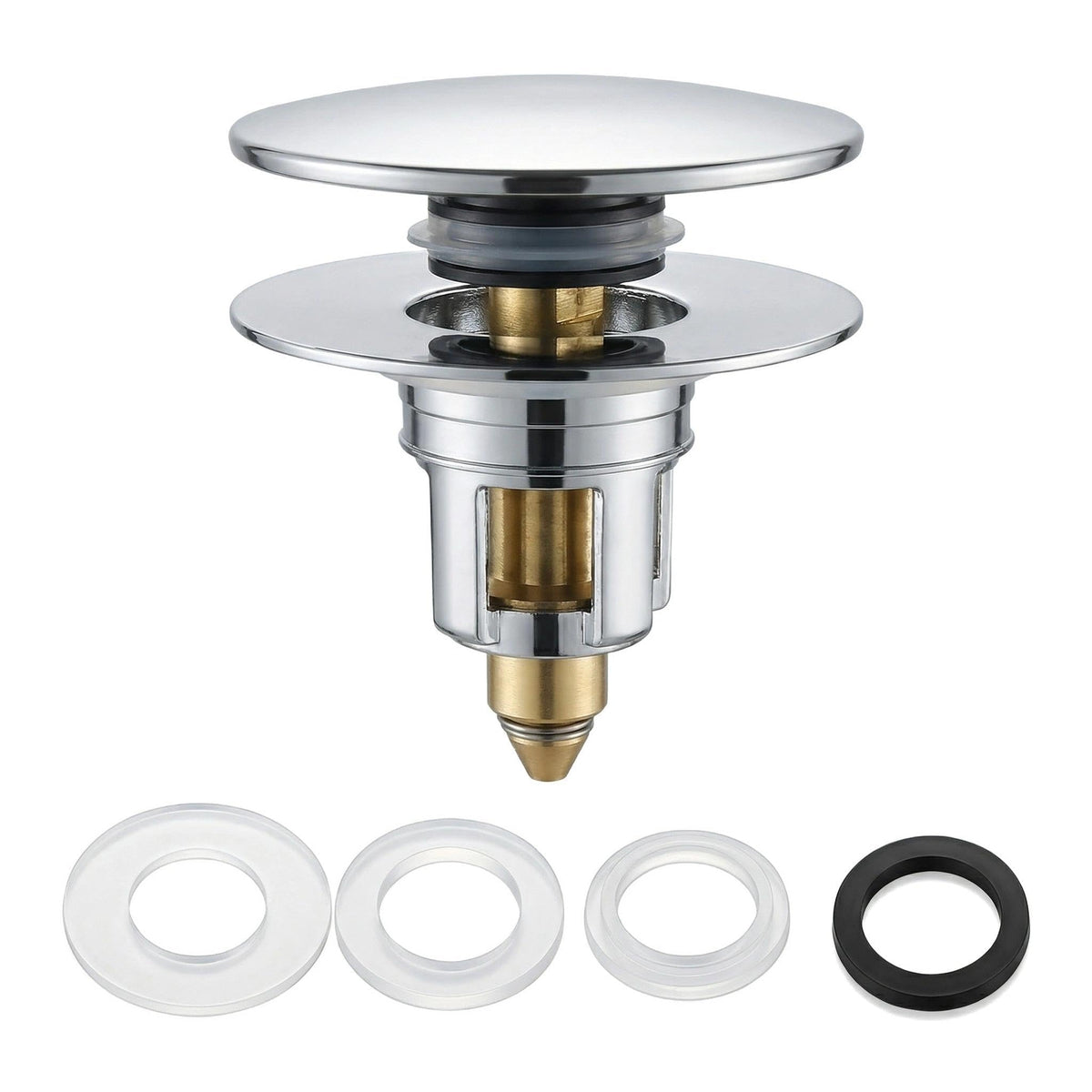 AQRNKK Pop up Sink Plug with Drain Strainer, Brass Bounce Core Push Drain Plug, Suitable for 1.18'' to 1.81'' (30-46mm), a Depth ＞50mm