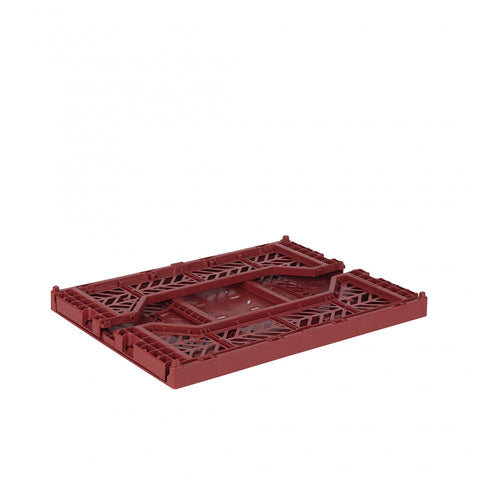 AYKASA Folding Crate, Sturdy Folding Box, Plastic, Stackable, Tile Red, Midi (40 x 30 x 14 cm)