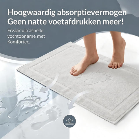 Komfortec Bath Mat 2 pcs,%100 Coton & 800 g/m², Washable, Absorbent, Quick Drying, 50 x 80 cm, White