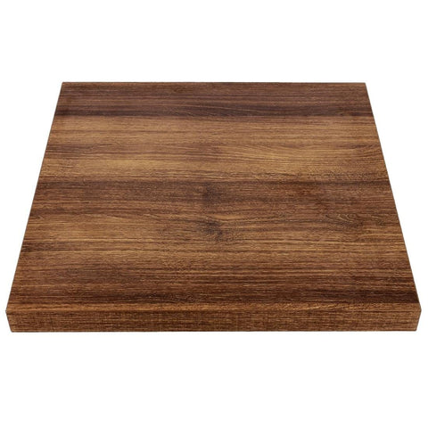 Bolero Pre-Drilled Woodchip Square Table Top, Rustic Oak, 600mm