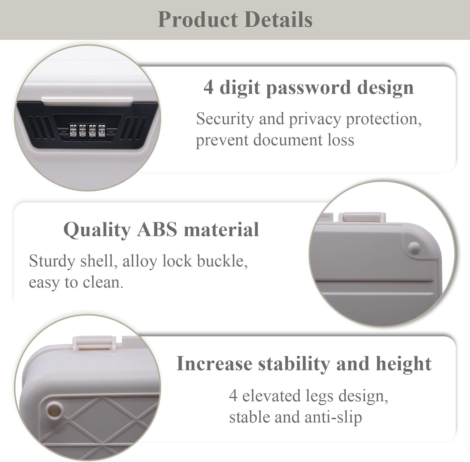 ABS Medicine Lock Box with Combination Code - Childproof Storage Organiser for Medicine, Snacks, Documents, Jewelry, Sewing, Portable