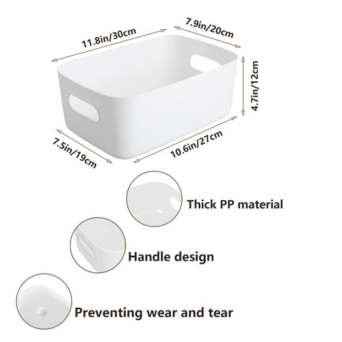 YUNSHANGHE Pack of 10 Storage Boxes Plastic Storage Basket with Handles, 30 x 20 x 12 cm Storage Plastic Box for Kitchen Cabinet Bathroom Shelf