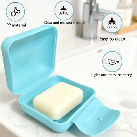 QQdou Travel Soap Case Soap Box with Lid, Creative, Portable, Soap bar Box Container Holder Dish, for Shower Travel Hiking Bathroom School Gym