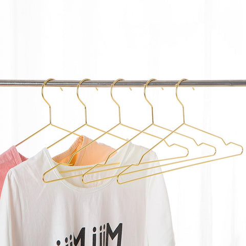 Qualsen Metal Wire Coat Hangers for Clothes, Gold 10 Pack, 42cm