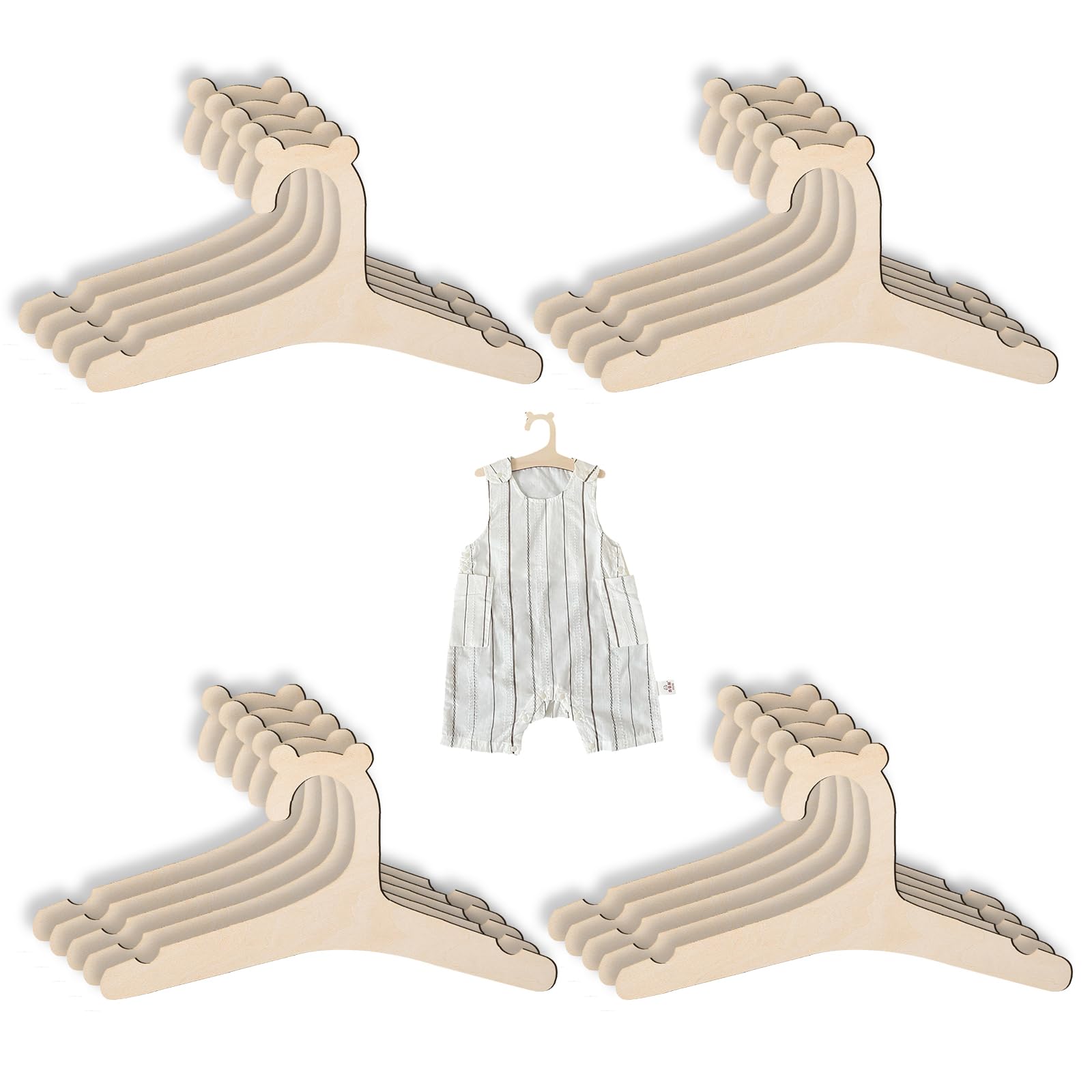 PEAPIN 20PCS Cute Bear Shaped Baby Hangers Wooden Baby Hangers