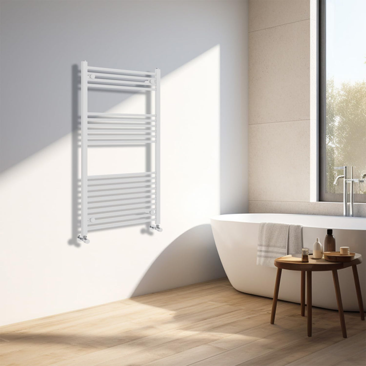 NRG White Heated Towel Rail Straight Designer Bathroom Radiator, 1200×600mm