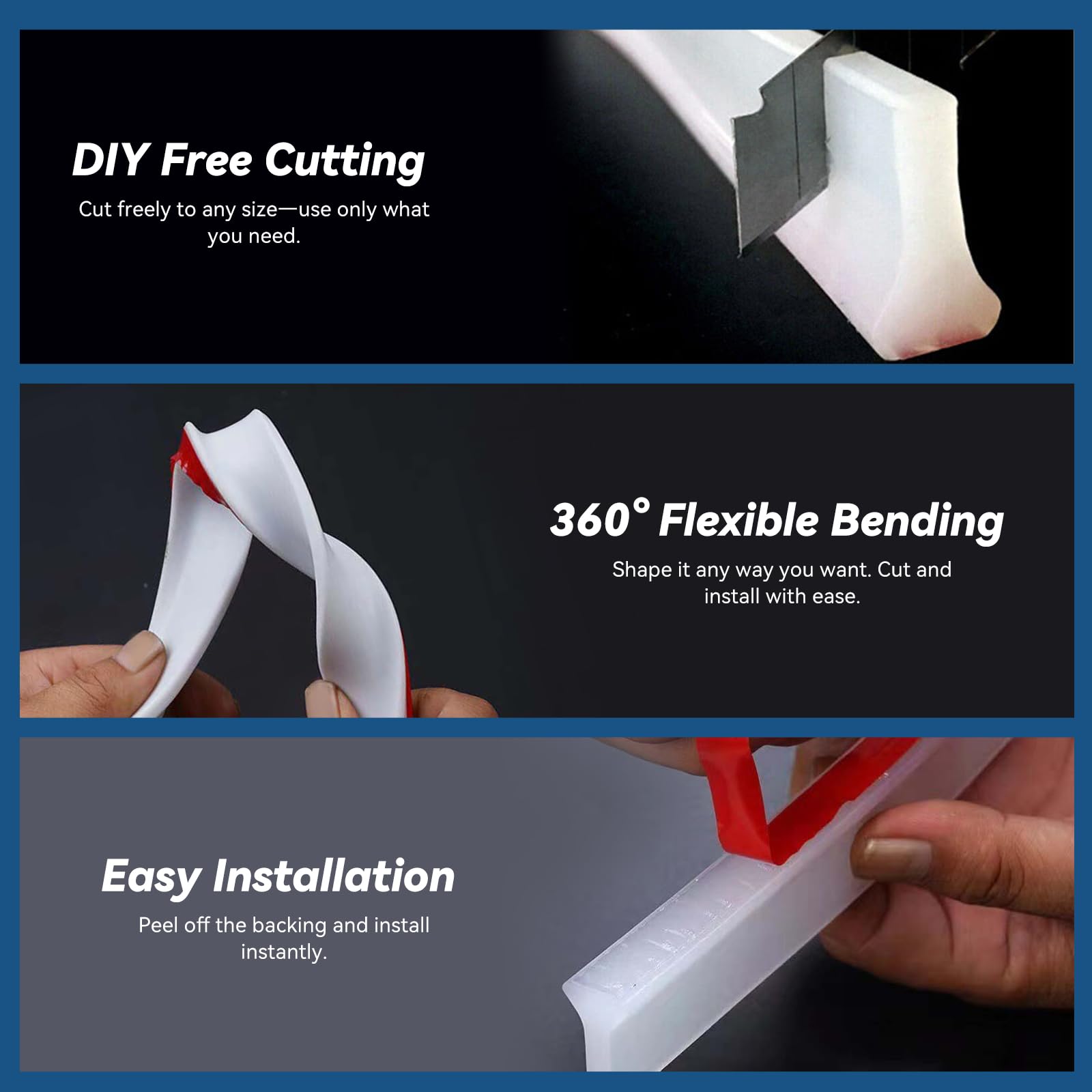 1.2M T Silicone Shower Threshold Water Barrier,Wet Room Bathroom Floor Beading,Shower Tray Sealing Strip,Tile Edge Caulk Trim for Bathroom
