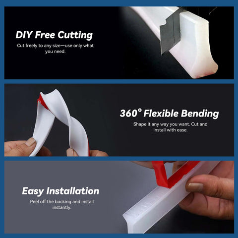1.2M T Silicone Shower Threshold Water Barrier,Wet Room Bathroom Floor Beading,Shower Tray Sealing Strip,Tile Edge Caulk Trim for Bathroom