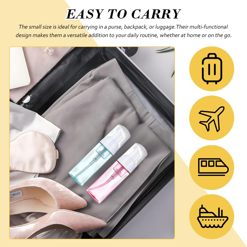 2 Pack Foam Pump Bottle, 60 Ml/2 Oz Portable Mousse Foam Soap Dispenser, Clear Mini Refillable Pump for Travel Skin Care