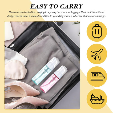 2 Pack Foam Pump Bottle, 60 Ml/2 Oz Portable Mousse Foam Soap Dispenser, Clear Mini Refillable Pump for Travel Skin Care