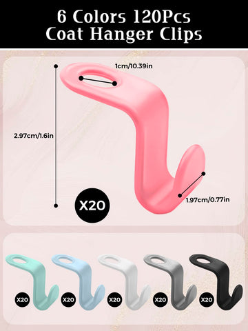 Sinofort 120pc Coat Hanger Connector Hooks Drop Connecting Hooks Multi-Layer Stackable Hanger Extender Clips for Closet Wardrobe Organiser Space