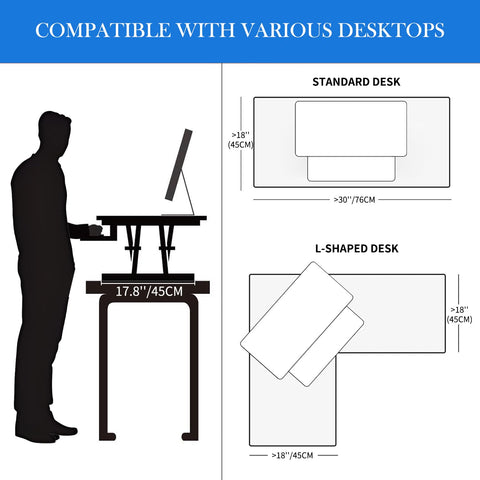 ERGOMAKER Height Adjustable Standing Desk Converter 101cm(40 Inch), Black