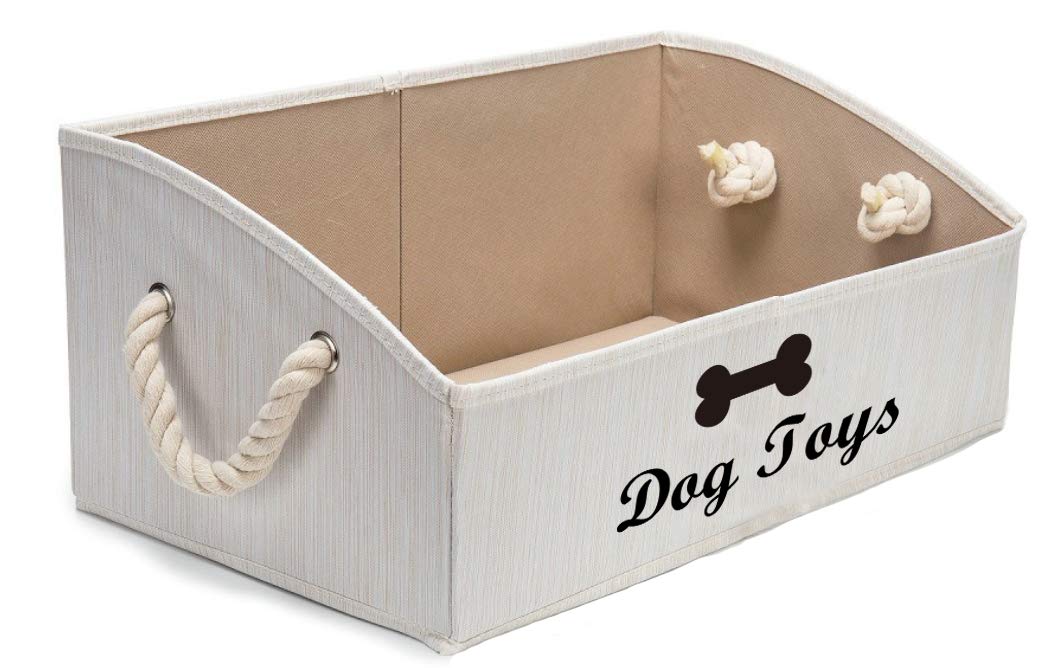 Geyecete Large Dog Toy Basket, Foldable Trapezoid Storage Bin with Handle