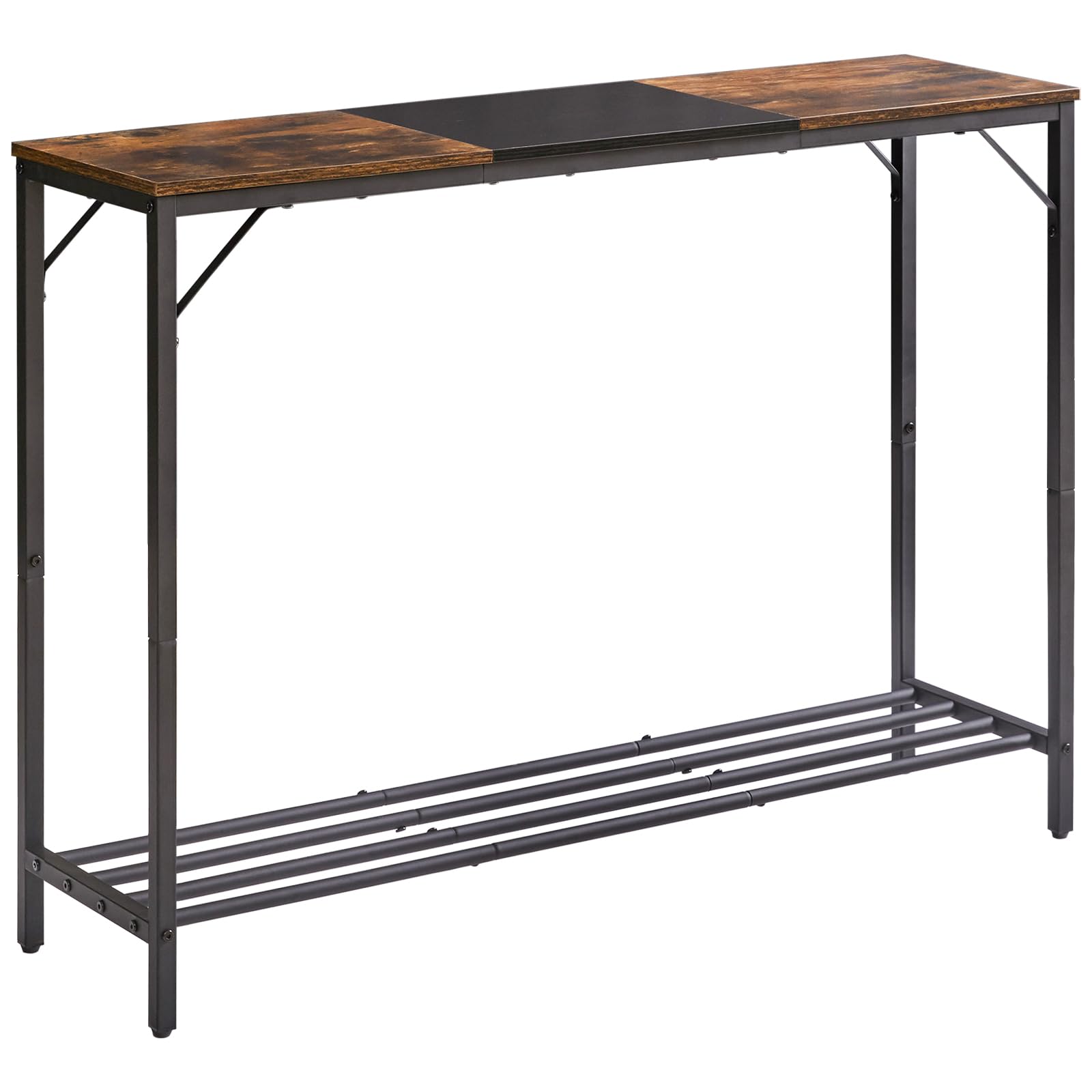 YMYNY Console Table Narrow Sofa Table Rustic Brown and Black HST006HB