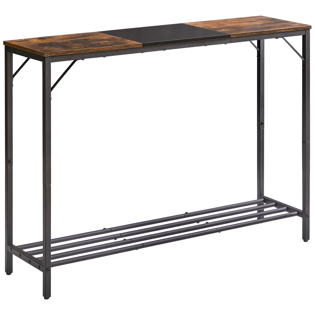 YMYNY Console Table Narrow Sofa Table Rustic Brown and Black HST006HB