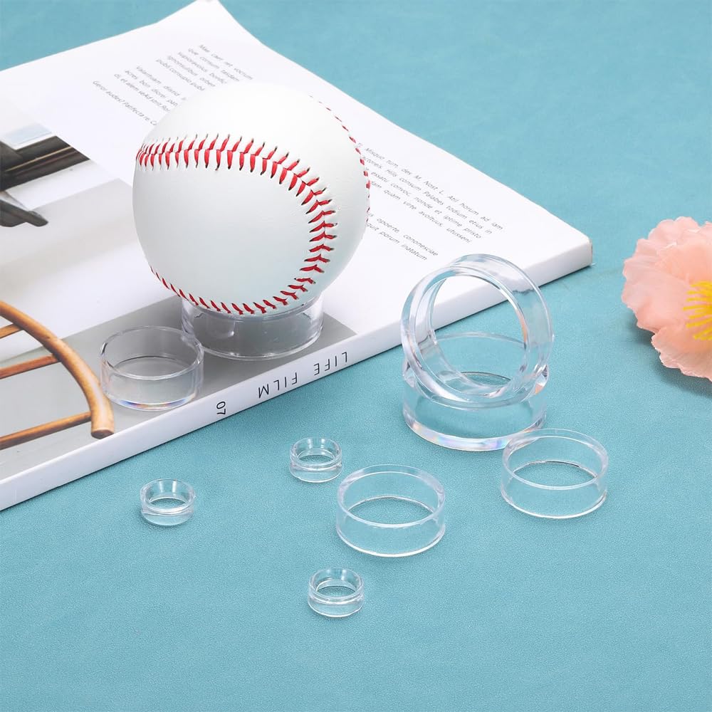 VOANZO 10Pcs Acrylic Sphere Display Stand Clear Round Ball Stand Holder Crystal Ball Holder Ornament Display Stand for Baseball Softball Collections