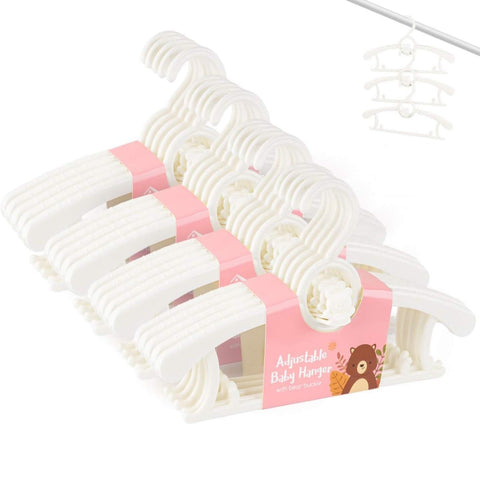 Baby Hangers for Closet 20pcs, HGYZE White Kids Clothes Hanger Plastic, 11-14" Adjustable Bulk Perchas for Newborn
