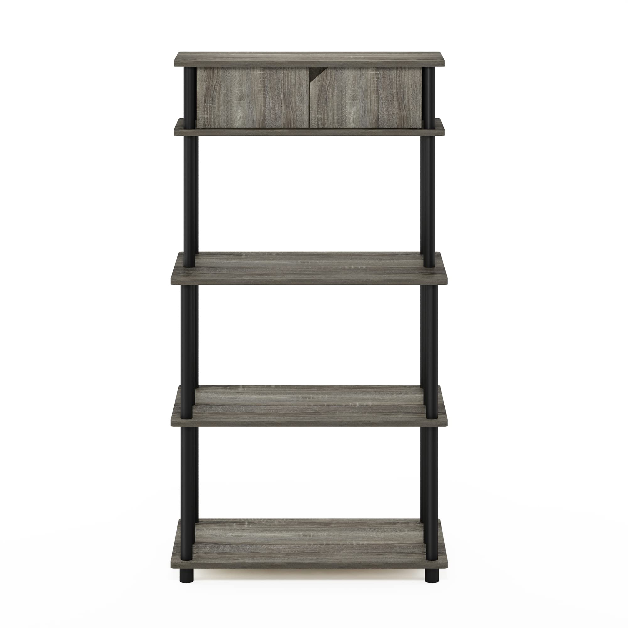 Furinno TURN-N-TUBE Printer Stand with Storage, 5-Tier Large Printer Stand, Standing Printer Table with Top Cabinet, for CPU, Office Supplies