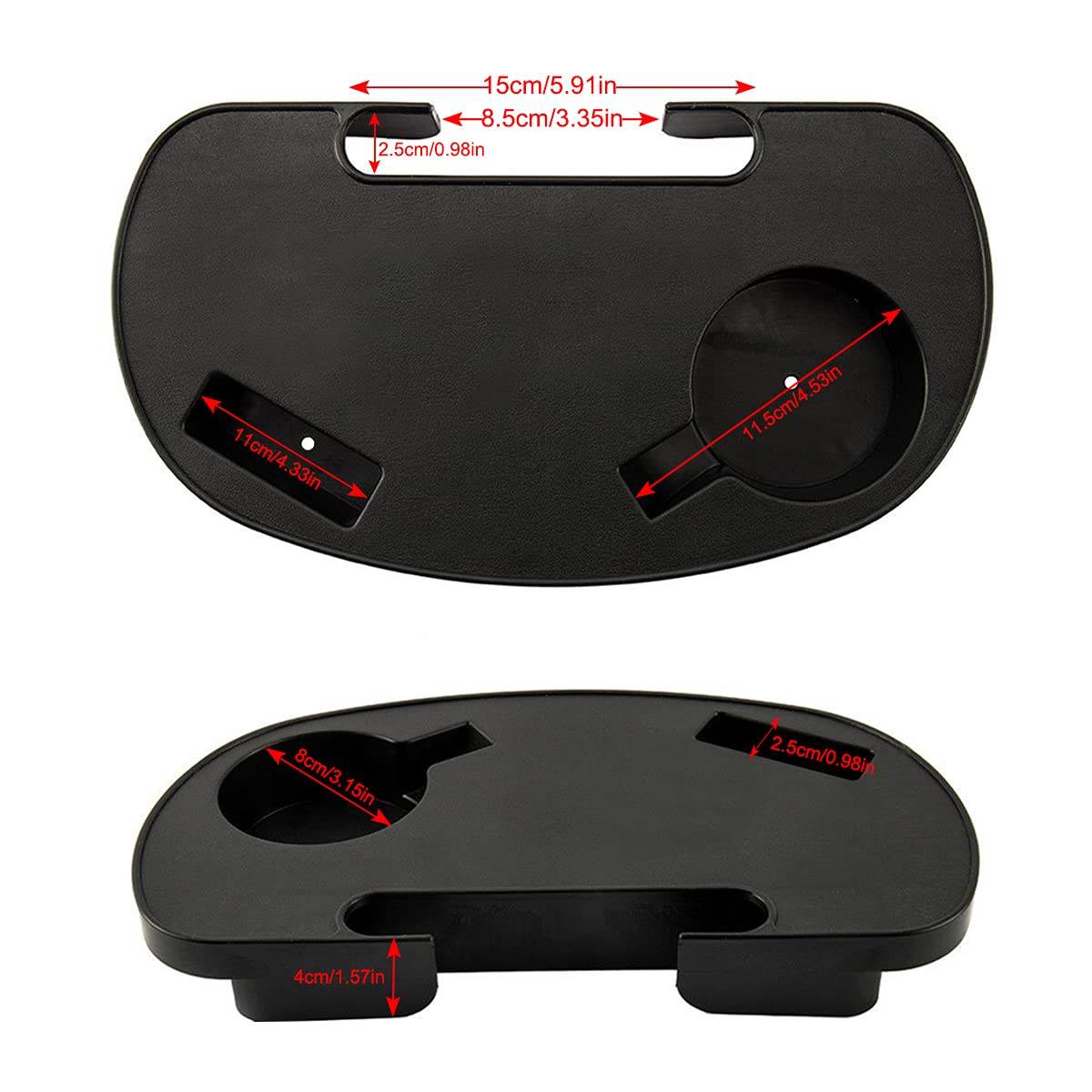 Ledeak Pack of 2 Lounge Chair Side Tray, Oval Zero Gravity Large Utility Clip On Side Recliner Snack Table with Cup Holder and Mobile Device Slot