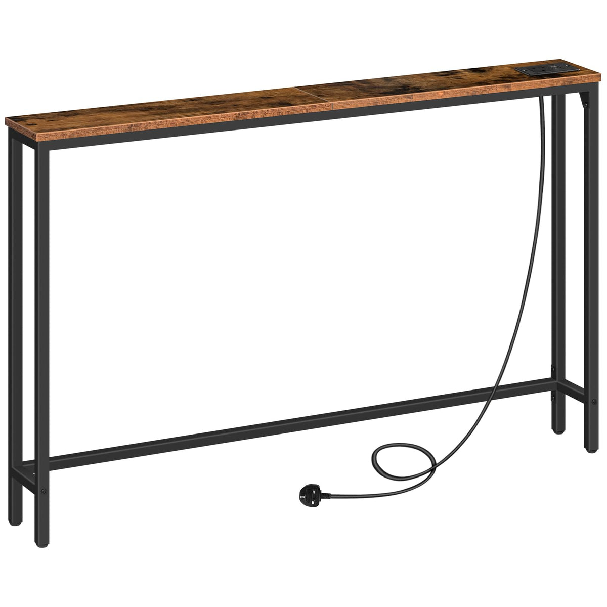 HOOBRO Console Table with Charging Station, 120 cm Slim Console Table for Hallway, Behind Sofa Table, for Entryway, Living Room, Small Spaces