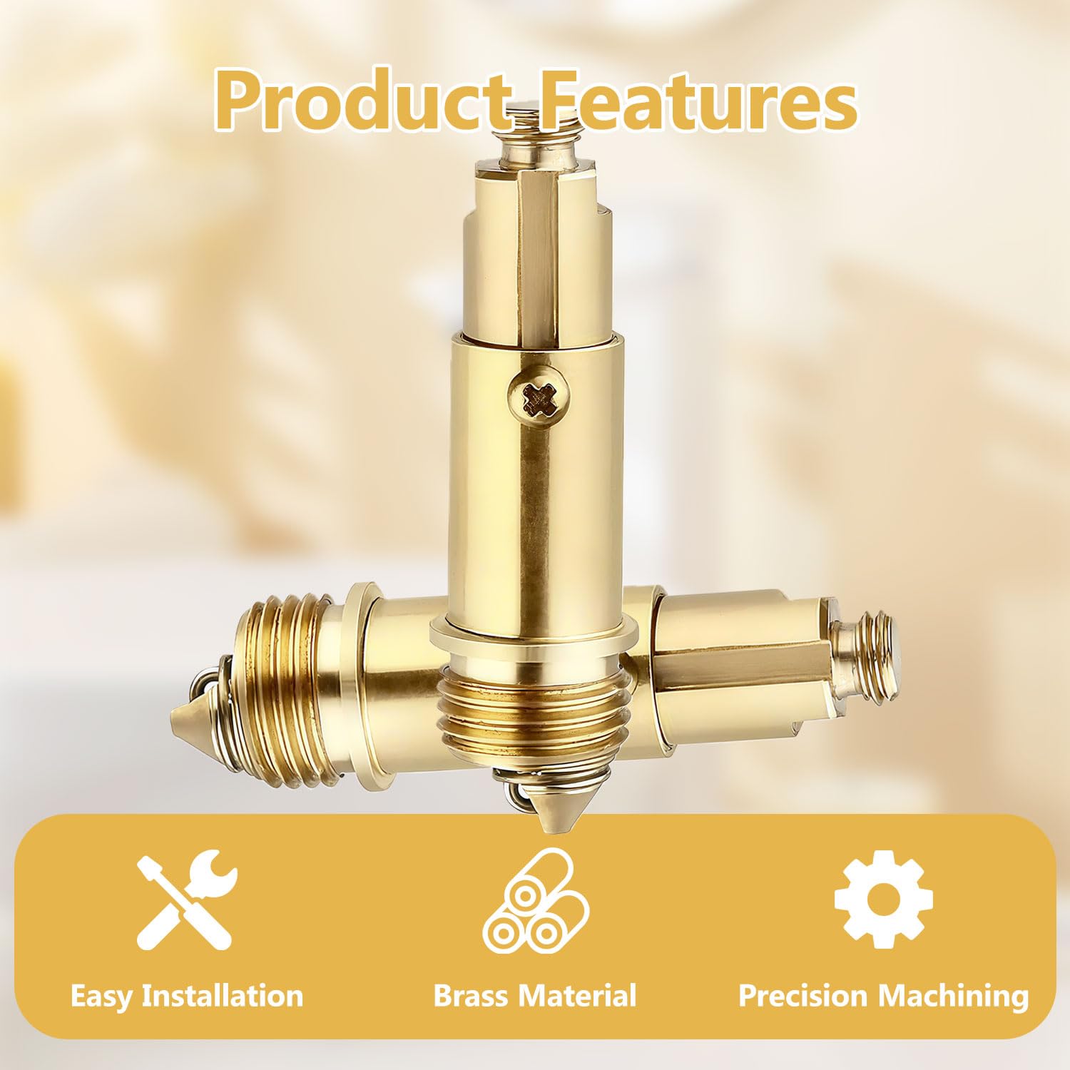 2Pcs Pop Up Click Clack Slotted Plug Bolt Assembly, Brass Plug Bolt Replacement, Internal Spring PlugBolt, for Most Sink Bath Tub Basin Drain Stopper