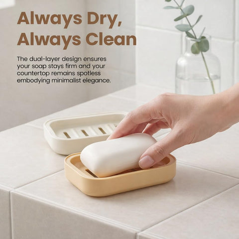 2PCS Soap Dish, Soap Dish for Shower, Double Soap Dish with Drainage, Anti-Slip and PortableSoap Holder for Bathroom, Kitchen Sponges