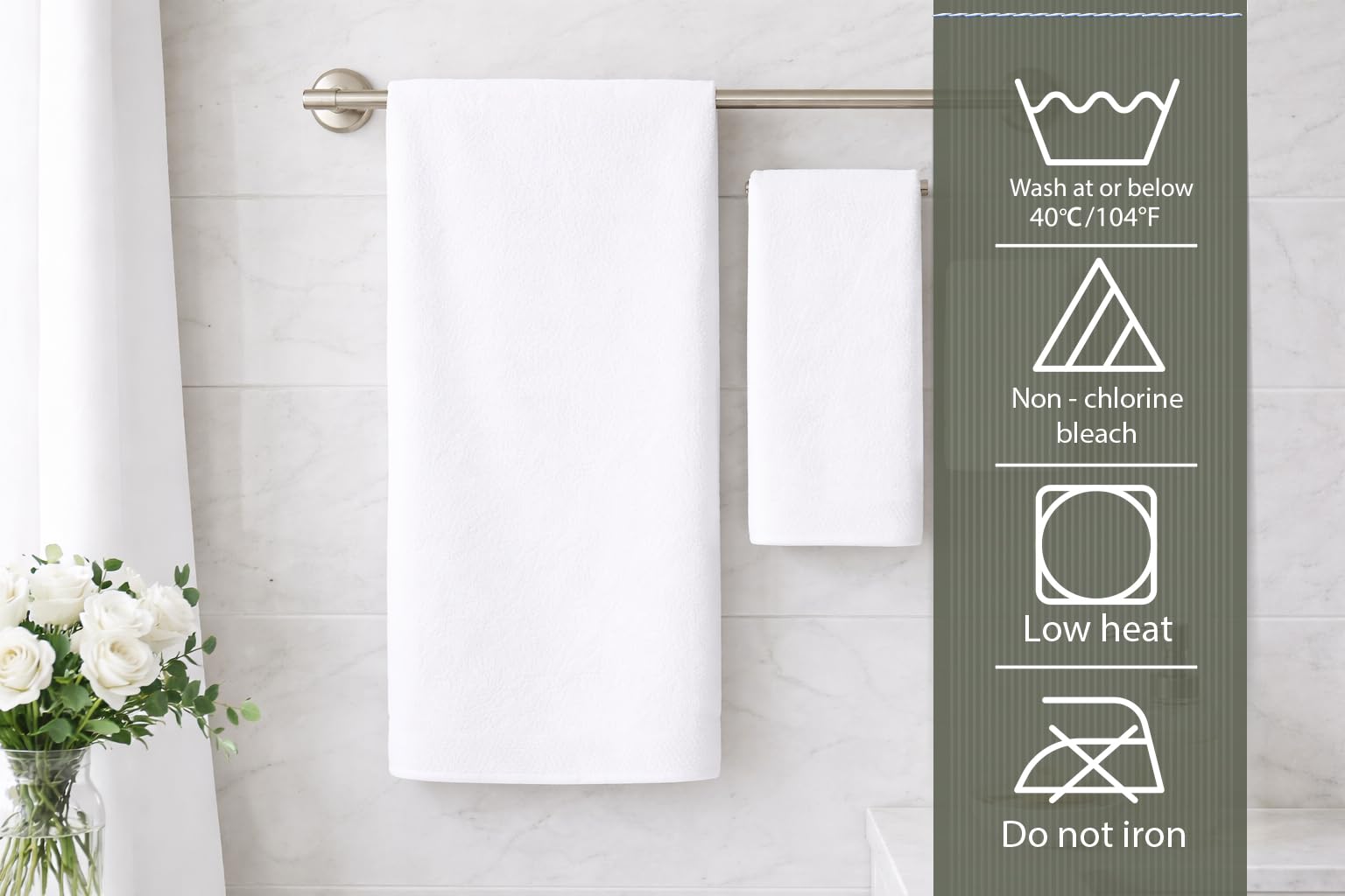 Caramont Set of 6 Bath Towels 70 x 140 cm - 100% Cotton, Ultra Soft, Highly Absorbent, Quick Drying, Hotel Quality - White - for Bathroom, Shower