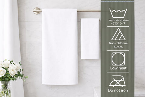 Caramont Set of 6 Bath Towels 70 x 140 cm - 100% Cotton, Ultra Soft, Highly Absorbent, Quick Drying, Hotel Quality - White - for Bathroom, Shower