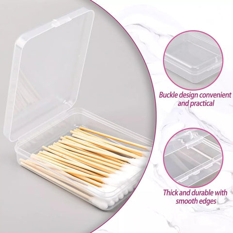 3Pcs Clear Blue Pink Portable Travel Cotton Pad Holder, Swab Holder Dispenser Small Hair Tie Containers Storage Box Qtip Bathroom Vanity Countertop