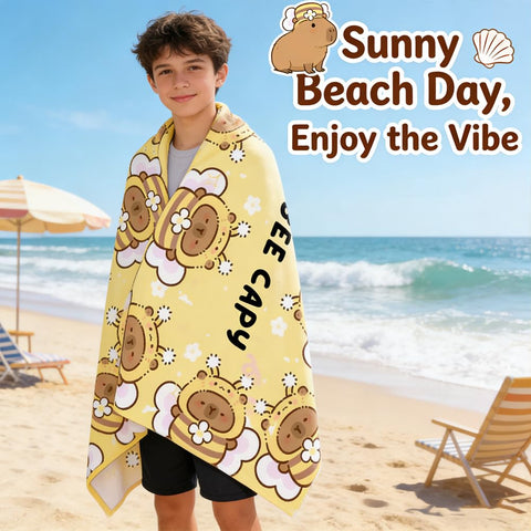 KMFASVX Cute Capybara Beach Towel, Capybara Pattern Thin Lightweight Soft Bath Towels