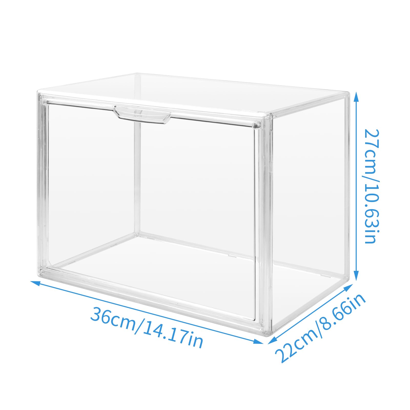 Daelesr Plastic Handbag Storage Organizer, Storage Boxes Drawer Clear Organiser Container Stackable, 36x22x27cm, Acrylic Display Case for Book, Purse