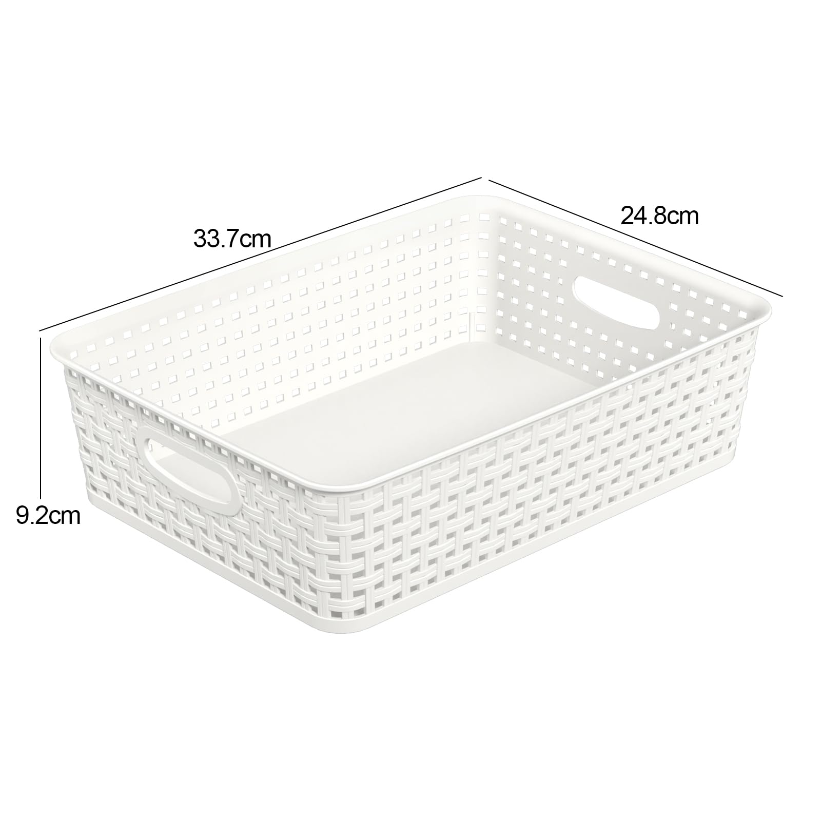 Sandmovie Woven Office Storage Baskets, A4 Plastic Basket Trays, White, Packs of 6