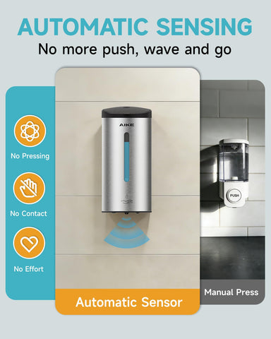AIKE Classic Automatic Soap Dispenser Wall Mounted, Stainless Steel Finish