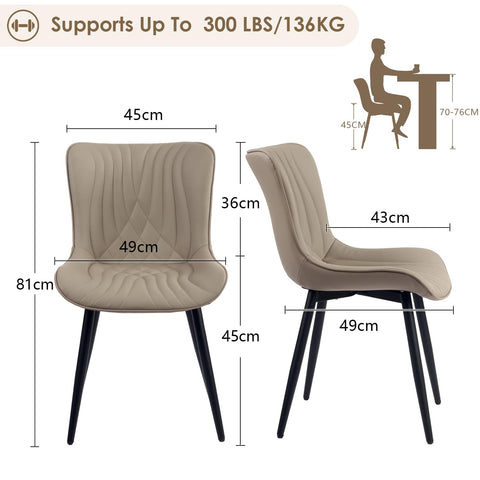 Kidol&Shellder Dining Chairs Set of 2, Modern Dining Room Chair, Khaki