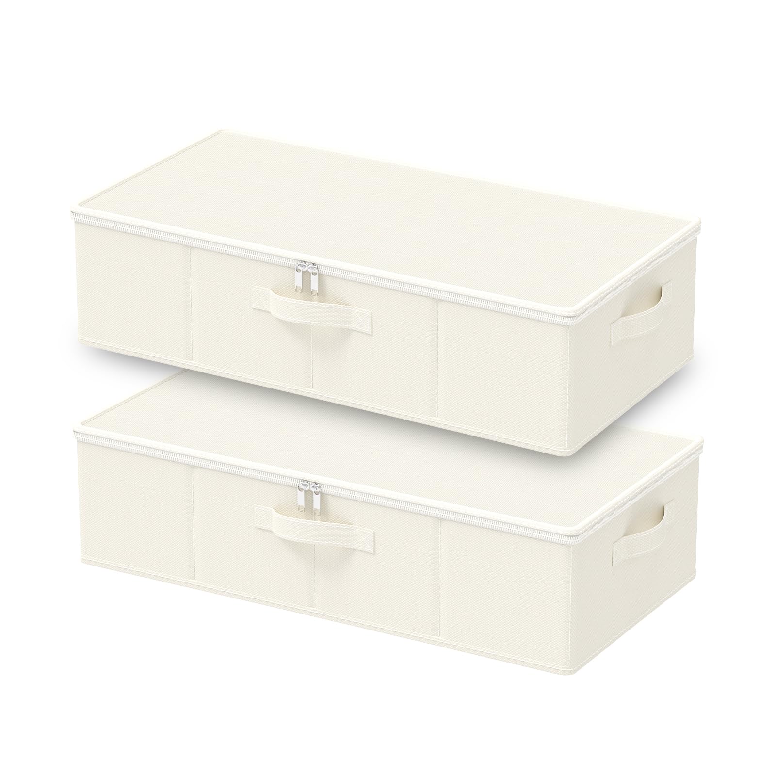 GUOHNHE Under Bed Storage Bins, for Closet, 2 Pack, Beige, 60x30x15 cm