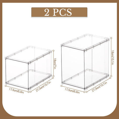 Fangoo 2 Pack Stackable Purse Bags Organizer for Closet Clear Acrylic Handbag Organizer Storage Boxes Display Case Kitchen Cupboard Bathroom
