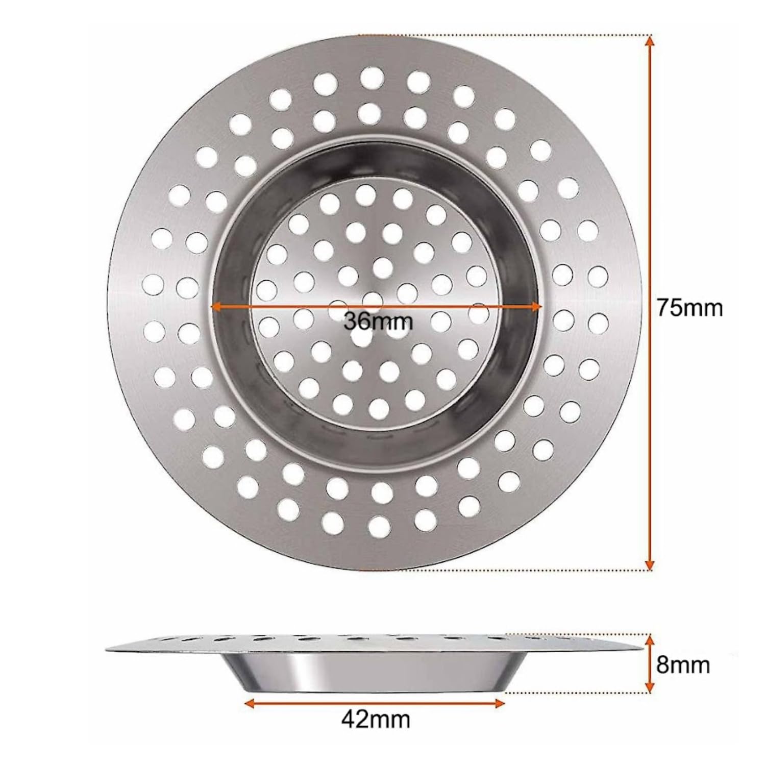 2 Pcs Sink Strainer–Stainless Steel Kitchen Sink Plug Strainer– Dual Function Drain Plug Hair & Food Catcher for Kitchen, Bathroom
