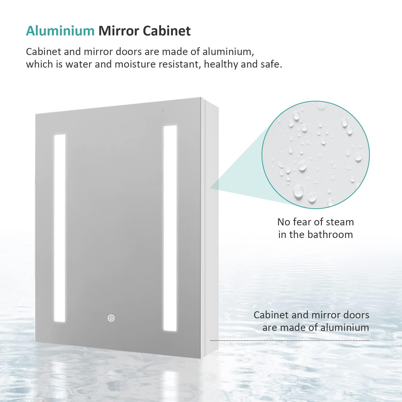 EMKE Led Bathroom Mirror Cabinet, Bathroom Wall Mirror Cabinet with Led Lights with Shaver Socket, Illuminated Mirror Cabinet with Dimmable