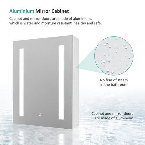 EMKE Led Bathroom Mirror Cabinet, Bathroom Wall Mirror Cabinet with Led Lights with Shaver Socket, Illuminated Mirror Cabinet with Dimmable
