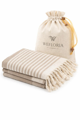 WEFLORIA Turkish Peshtemal Towel – Lightweight Quick Dry Beach & Spa Towel, Oversized Cotton Hammam Towel with Tassels – Travel, Pool, Bath, Sauna
