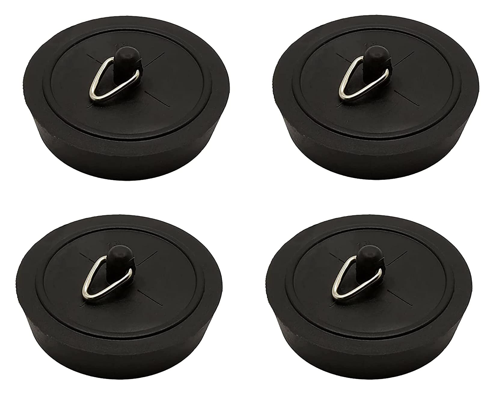 4 x fiXte Replacement Sink Plug Shower Bath Basin Rubber Black 45mm 1 3/4"
